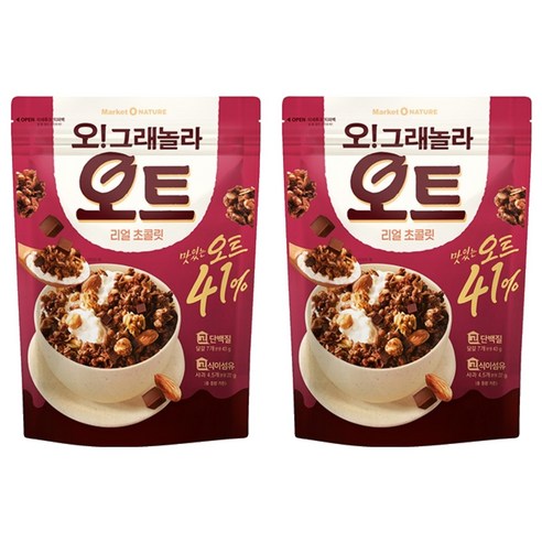 마켓오네이처 오그래놀라 오트 리얼 초콜릿 시리얼, 360g, 2개