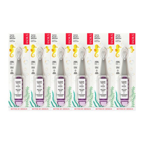 래디어스 토츠플러스 유아용 칫솔, 퍼플 + 그레이, 1개입, 6개