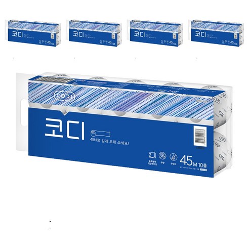 코디 롤화장지 파워엠보싱 2겹, 45m, 10롤, 5개