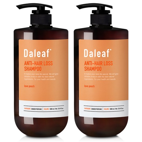 달리프 진저 두피케어 탈모 샴푸 러브피치향, 1000ml, 2개