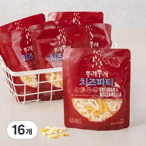 뿌려뿌려 치즈파티 체다앤모짜렐라 치즈, 40g, 1개입, 16개