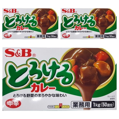 에스비 토로케루 카레 소스 믹스 중간매운맛, 1kg, 3개