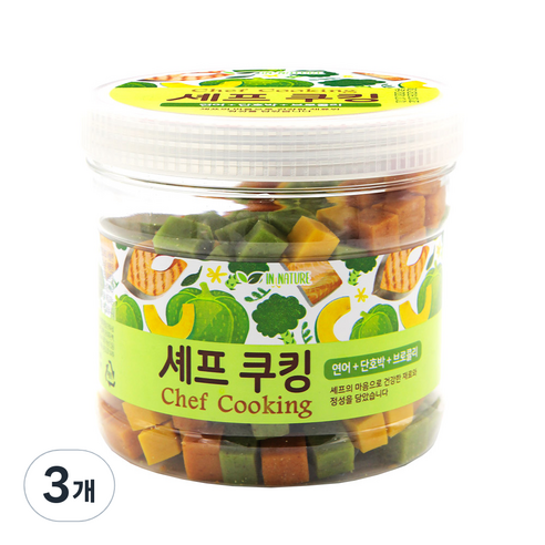 인네이쳐 셰프쿠킹 강아지 통간식 400g, 연어 + 단호박 + 브로콜리, 3개