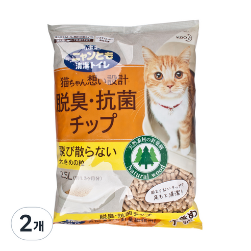 가오 냥토모 소취 고양이모래 대입자, 2.5L, 2개