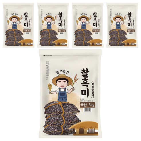 농부곡간 국산 찰흑미, 3kg, 5개