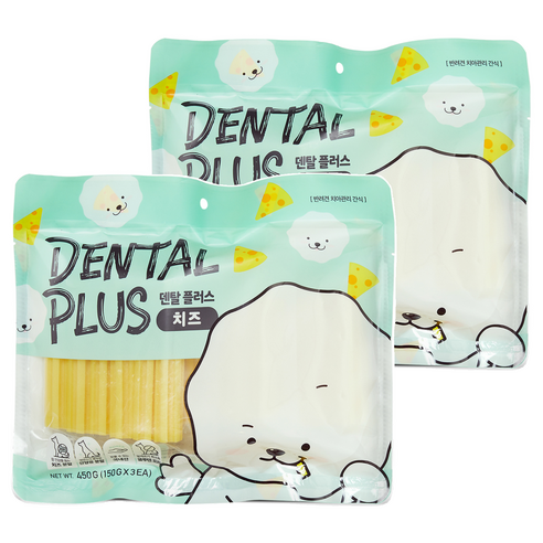 강아지 간식 덴탈플러스 덴탈껌, 치즈, 450g, 2개