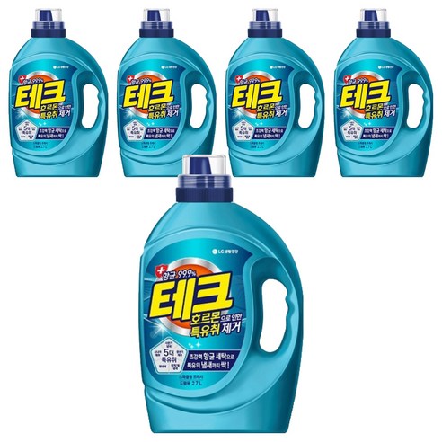 테크 호르몬 특유취 제거 액체세제 드럼용 용기, 2.7L, 5개
