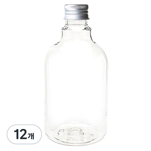 병도매닷컴 DN350 투명 음료용기 알루미늄 실버캡, 350ml, 12개