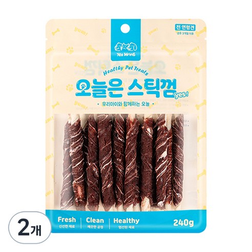 예스몽 강아지 오늘은 스틱껌 간식, 2개, 240g, 소고기