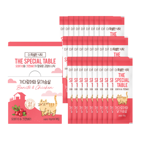 더특별한식탁 고양이 스틱 10g, 가다랑어 + 닭가슴살 혼합맛, 30개