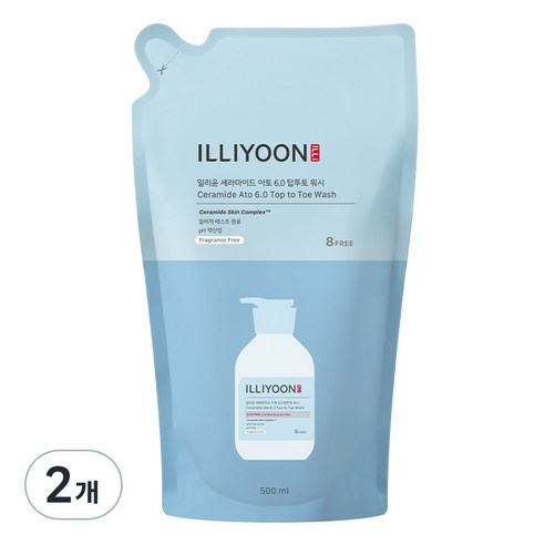 일리윤 세라마이드 아토 6.0 탑투토 워시 리필형, 2개, 500ml