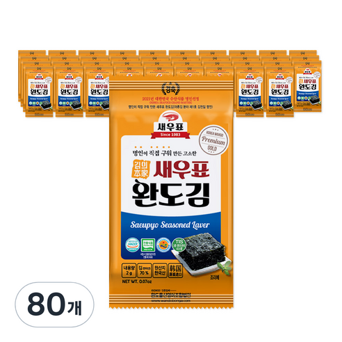 새우표 완도 도시락김, 2g, 80개