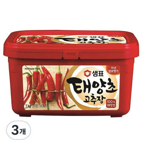 샘표 태양초 고추장, 1kg, 3개