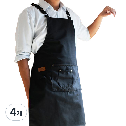 잇츠온 바리스타 앞치마, 블랙, 4개