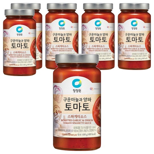 청정원 구운마늘과 양파 토마토 스파게티소스, 600g, 6개