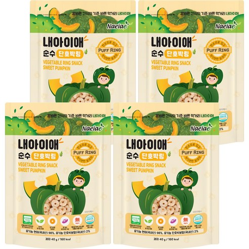 내아이애 순수 야채 단호박링 쌀과자, 단호박, 40g, 4개