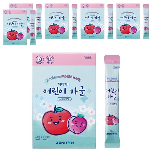 제니튼 닥터제니 일회용 스틱 어린이 가글 사과자두향 30p, 300ml, 6개
