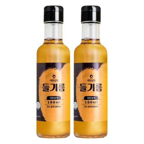 대현상회 저온압착 국산 들기름, 180ml, 2개
