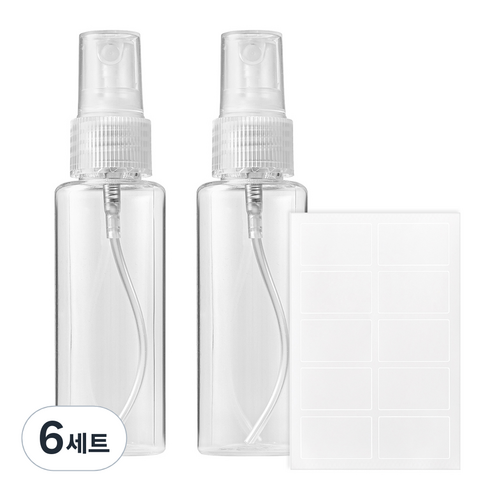 코멧 스프레이 용기 50ml 2개, 6세트, 투명
