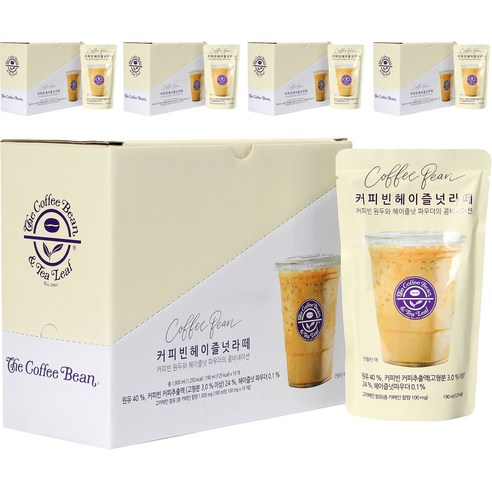 커피빈 헤이즐넛 라떼 파우치 커피, 190ml, 50개