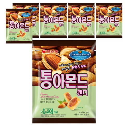 오리온 통아몬드 캔디, 90g, 6개