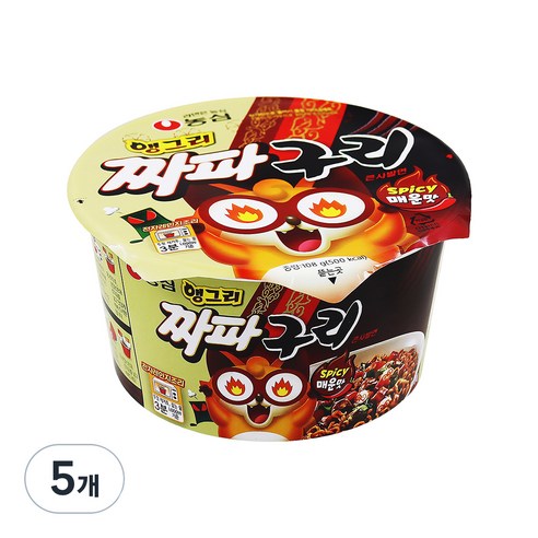 농심 앵그리 짜파구리 큰사발 컵라면, 5개