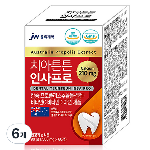 JW중외제약 치아튼튼 인사프로, 60정, 90g, 6개