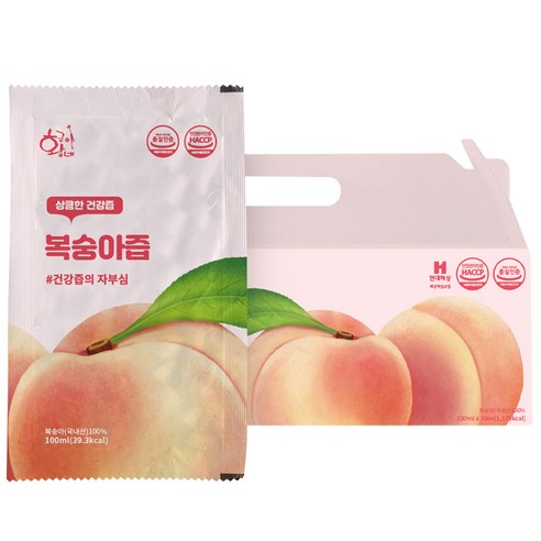 물없이 갈아만든 NFC 생착즙 복숭아즙 30p, 100ml, 30개