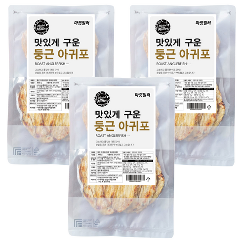마켓밀러 맛있게 구운 둥근 아귀포, 300g, 3개