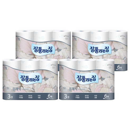 잘풀리는집 클래식 3겹 고급롤화장지, 25m, 6개입, 4개