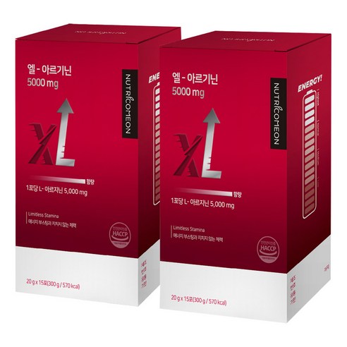 뉴트리커먼 XL 엘-아르기닌 5000mg, 300g, 2개