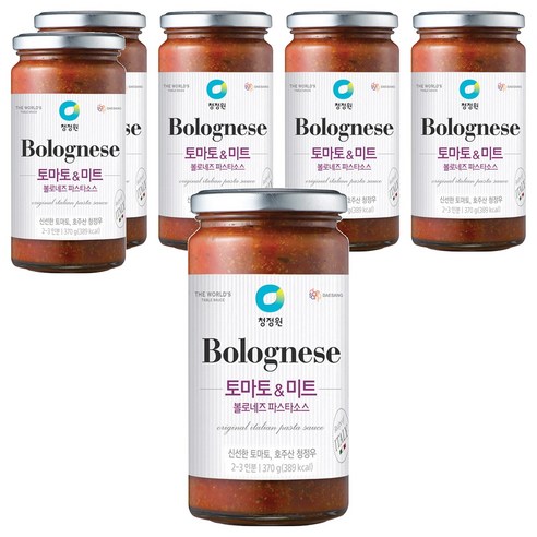 청정원 볼로네즈 파스타소스 토마토&미트, 370g, 6개