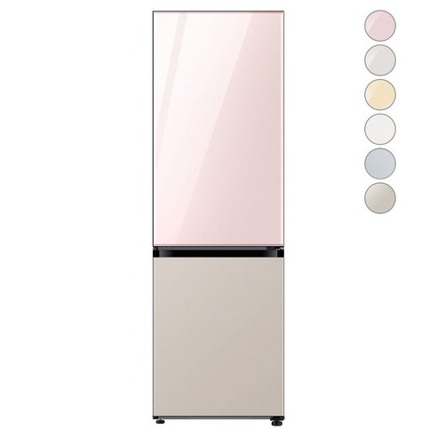 [색상선택형] 삼성전자 비스포크 냉장고 방문설치, 글램 핑크 + 새틴 베이지, RB33A3004AP