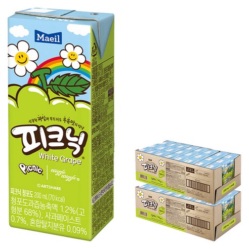 피크닉 청포도, 200ml, 48개
