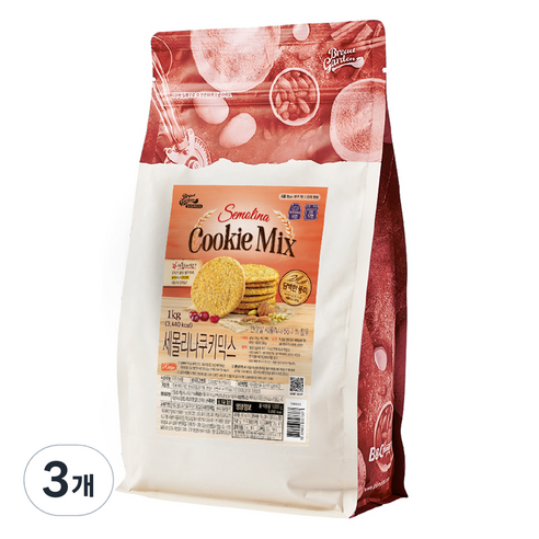 브레드가든 든든한 세몰리나 통밀 쿠키믹스, 1kg, 3개