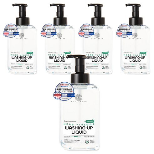 아이너바움 아기 주방세제 거품형 무향, 700ml, 5개
