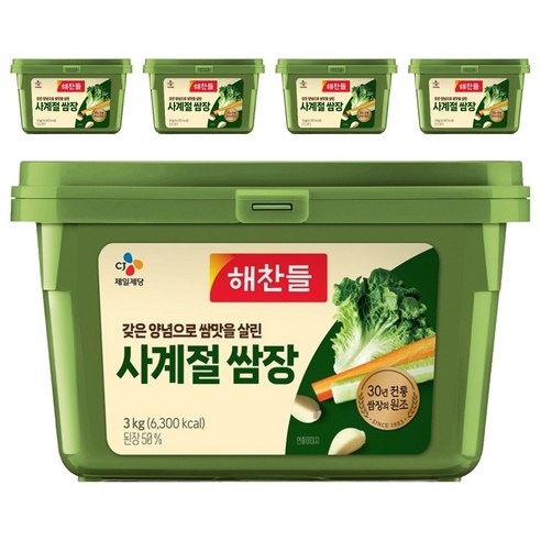 해찬들 사계절 쌈장, 3kg, 5개