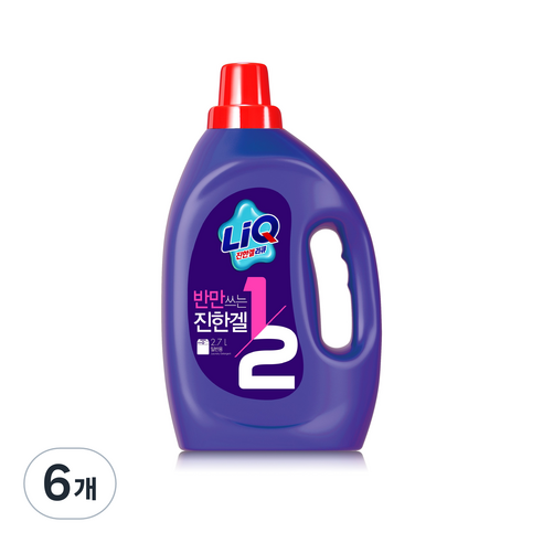 리큐 반만쓰는 진한겔 액상세제 일반용 용기, 2.7L, 6개