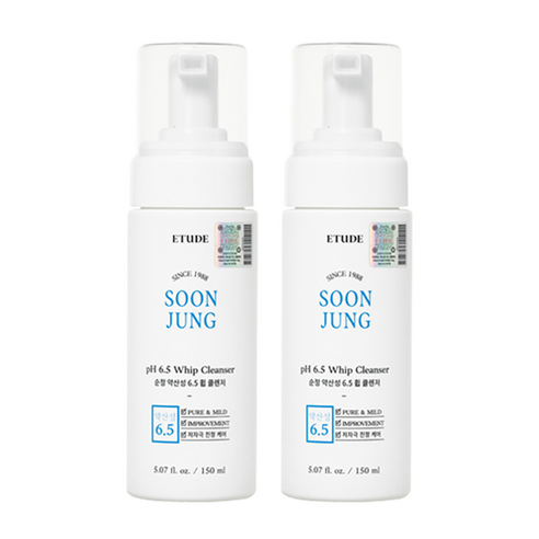 에뛰드 저자극 순정 약산성 6.5 휩 클렌저, 150ml, 2개