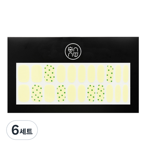 온유네일 바닐라 그린도트 푸딩젤 네일스티커, 혼합색상, 6세트