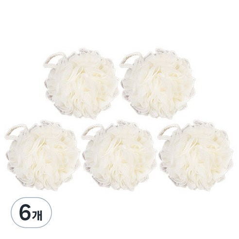 페르노엘 촘촘하고 부드러운 걸이형 버블 샤워볼 세트, 아이보리, 5개입, 6개