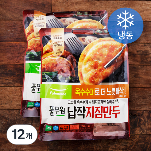 풀무원 납작 지짐만두 (냉동), 350g, 12개
