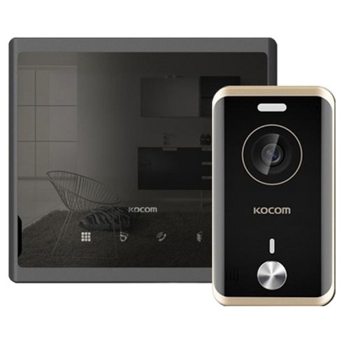 코콤 아날로그 비디오폰 KCV-S701 + 4선식 현관카메라 KC-R80E 블랙 세트