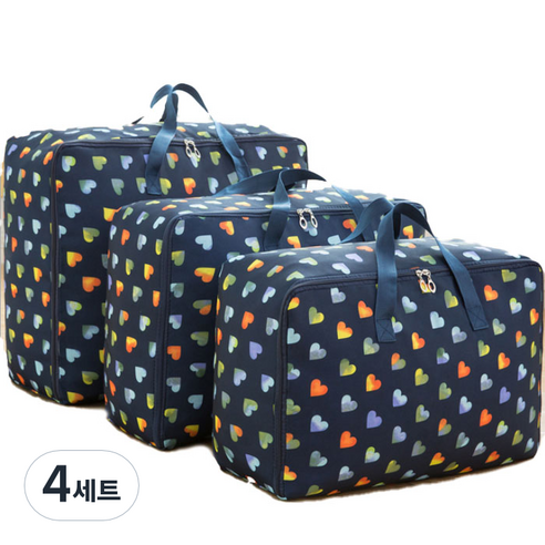 리빙창고 방수 이불정리함 특대형 + 대형 + 중형, 하트, 4세트