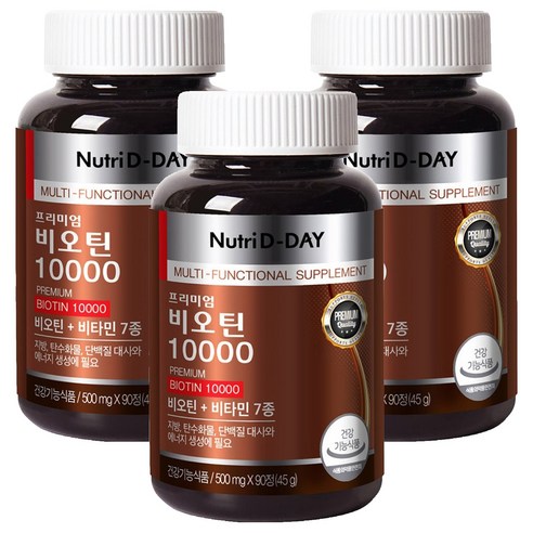 뉴트리디데이 프리미엄 비오틴 10000, 90정, 3개