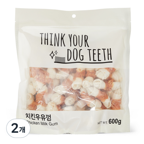 띵크유어도그티 치킨딩고 강아지 본 껌 600g, 2개, 치킨우유