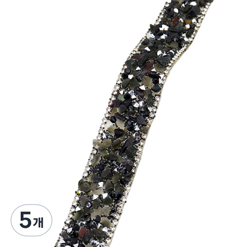 미소로운 쥬얼리 라인스톤 리폼 스티커 2cm, 블랙 라인, 5개