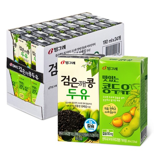빙그레 맛있는 콩두유 200ml x 24p + 검은깨 콩두유 200ml x 24p, 1세트