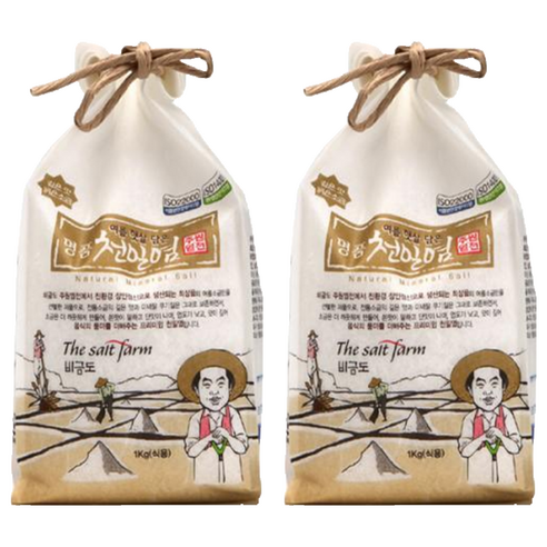 주원염전 여름햇살담은 명품천일염 굵은소금, 1kg, 2개