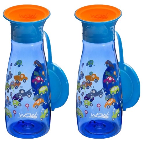 와우컵 트라이탄 팝 유아동컵 350ml, 블루 드라이빙카, 2개